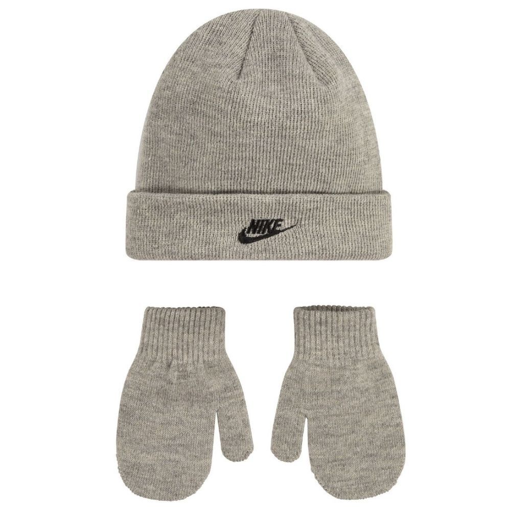 Toddler Nike Grey Club Beanie & Mittens Set